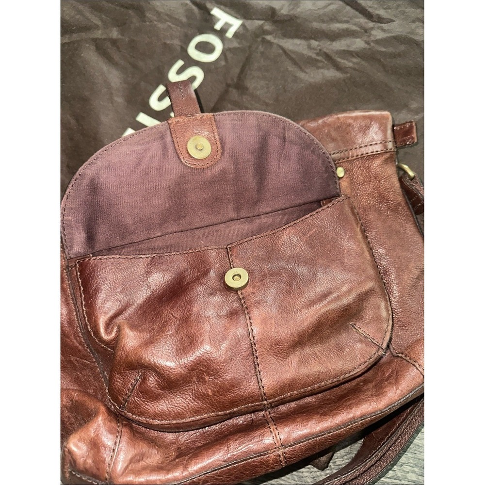 Fossil‎ vintage Leather Shoulder Bag brown with dust bag - Picture 12 of 16